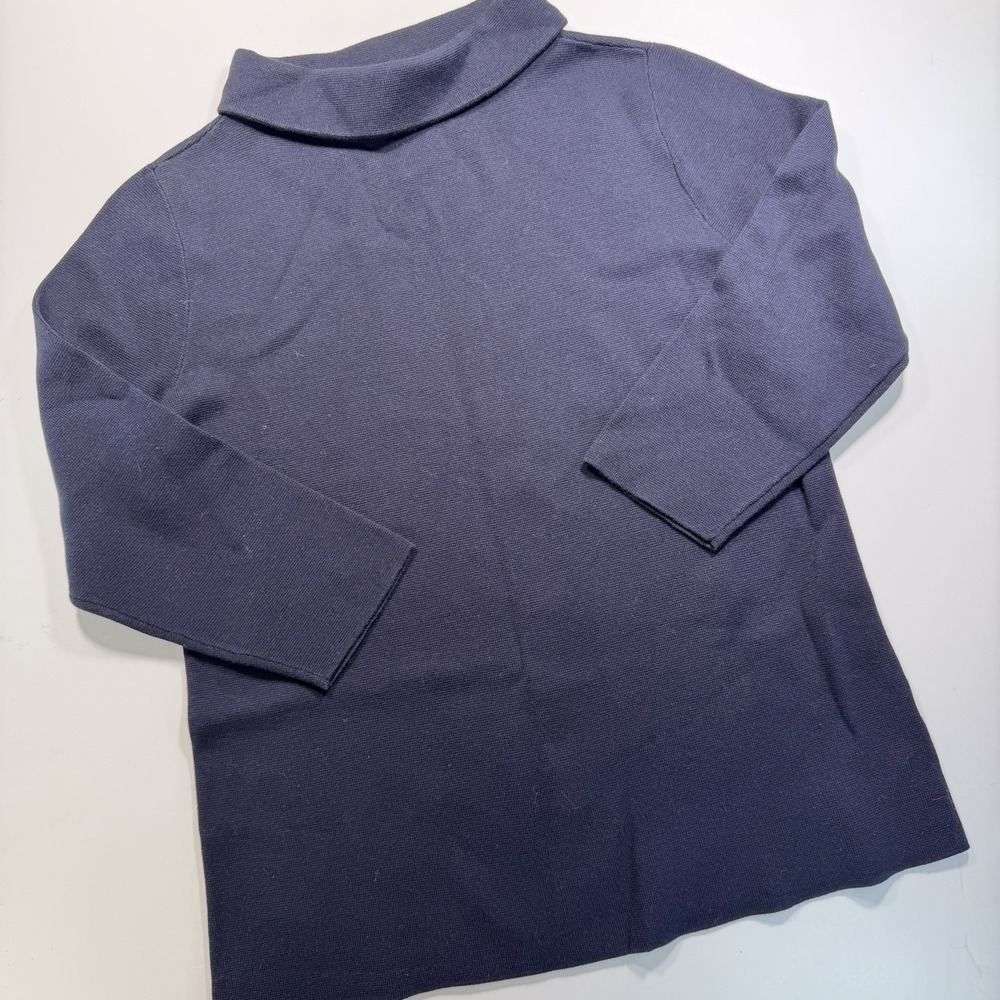 Talbots M Navy Mock Neck 3/4 Sleeve Top Coastal‎ Classic Minimalist